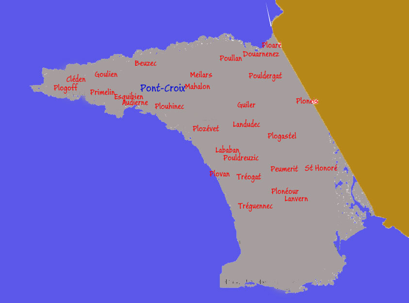 carte du district de Pont-Croix